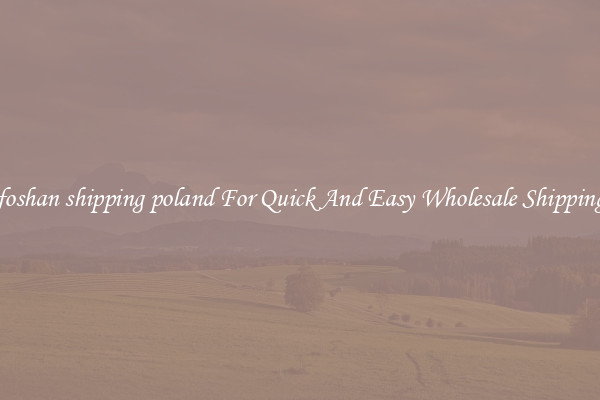 foshan shipping poland For Quick And Easy Wholesale Shipping