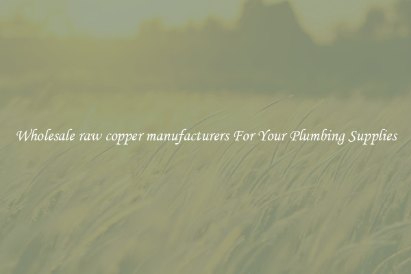 Wholesale raw copper manufacturers For Your Plumbing Supplies