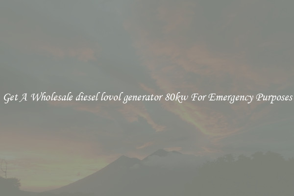 Get A Wholesale diesel lovol generator 80kw For Emergency Purposes